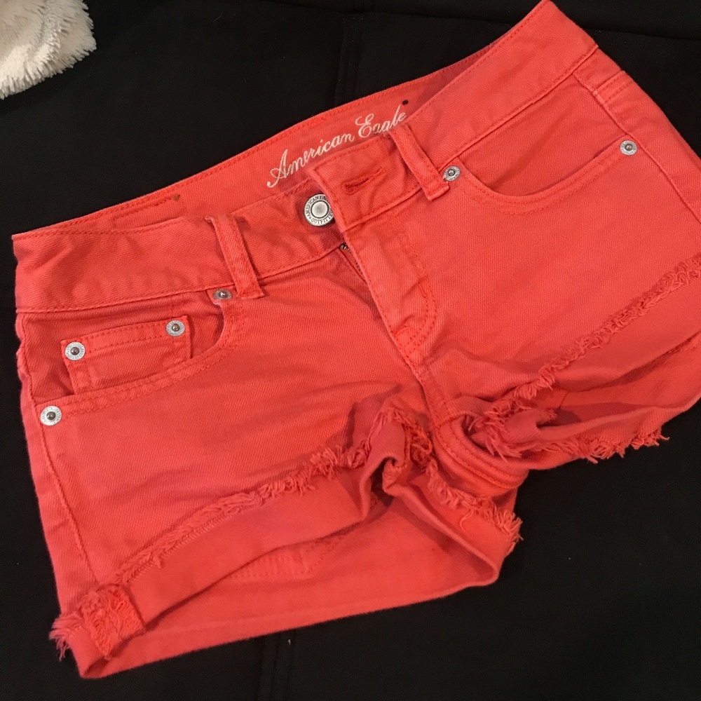 Red-Orange Jean Shorts
